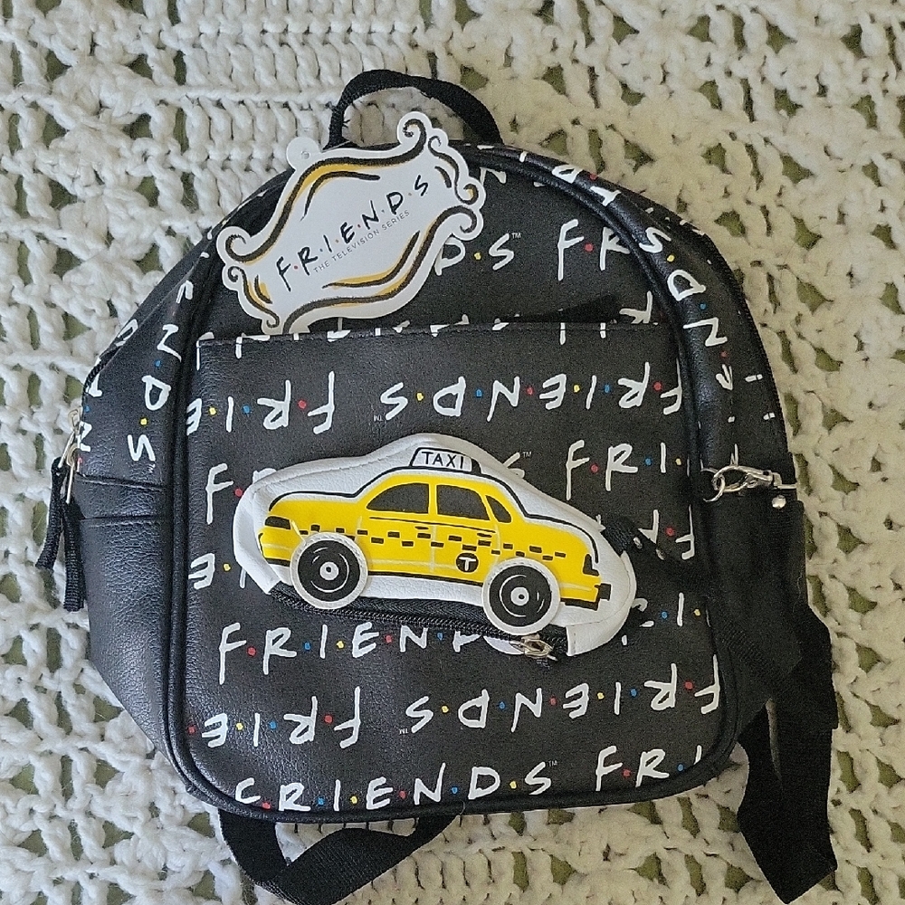 FRIENDS Black Backpack with Yellow Taxi Design